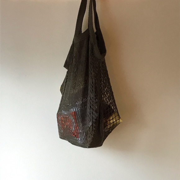 NWOT H&M Dark Green Cotton Mesh Shopping Tote - Picture 3 of 8